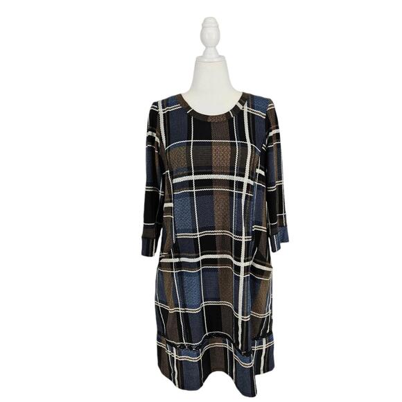 Chris McLaughlin Plaid Shift Dress Stretchy Pockets Non-Wrinkle Women Size 12 - Picture 1 of 8
